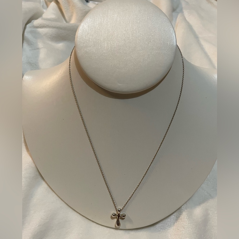 Tiffany & Co. 925 Silver Teardrop Cross Necklace 🩶